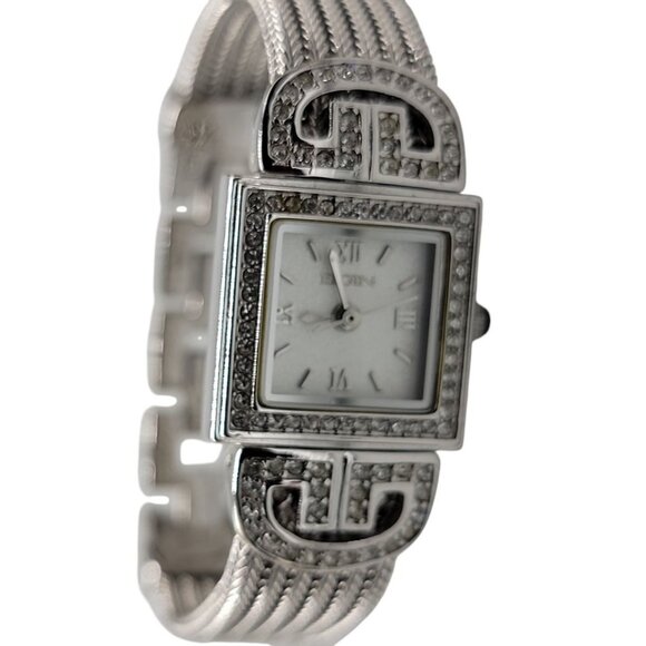 Elgin Ladies Heirloom Quartz Watch Silver Mesh Band Crystal 18mm Rhinestone Dial - Picture 2 of 16